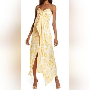 SIGNIFICANT OTHER Leona‎ Tropical Print Strapless Dress In Pineapple Palm Size 8